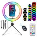 S26-RGB 10" RGB LED Ring Light Selfie Photography Fill Light con supporto per telefono e treppiede