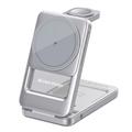 Caricabatterie wireless magnetico MagSafe 3-in-1 S29 con sensore di luce ambientale - Argento