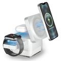 Caricabatterie MagSafe 3 in 1 S6 con luce RGB - iPhone, Apple Watch, AirPods - Bianco