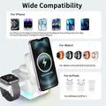 Caricabatterie MagSafe 3 in 1 S6 con luce RGB - iPhone, Apple Watch, AirPods - Bianco