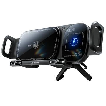SD01 Caricabatterie da auto senza fili a doppia bobina da 15W / Supporto per auto - Nero