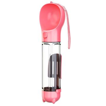 SH-01 Borraccia portatile multifunzionale per cani con dispenser per sacchetti di cacca - Rosa