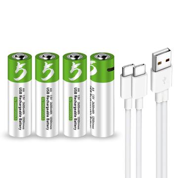 SMARTOOOLS Batteria AA ricaricabile al litio USB-C - 1700mAh - 4 pezzi.