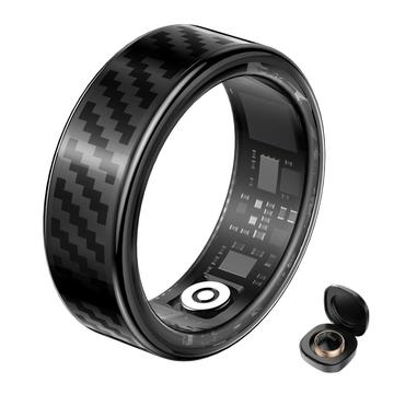 SY02 Anello intelligente con motivo in fibra di carbonio - Misura: 17.4mm
