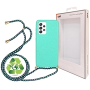 Saii Eco Line Cover Samsung Galaxy A52 5G, Galaxy A52s Biodegradabile con Cinturino - Ciano
