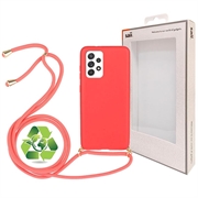 Saii Eco Line Cover Samsung Galaxy A52 5G, Galaxy A52s Biodegradabile con Cinturino - Rossa