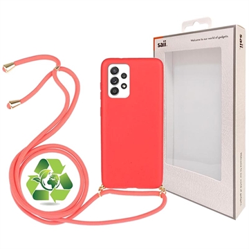 Saii Eco Line Cover Samsung Galaxy A52 5G, Galaxy A52s Biodegradabile con Cinturino - Rossa