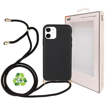 Custodia Saii Eco Line per iPhone 12 Mini Biodegradabile con Cinturino - Nera