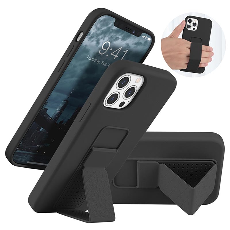Custodia in Silicone con Cinturino da Polso Saii per iPhone 13 Pro Max -  Nera