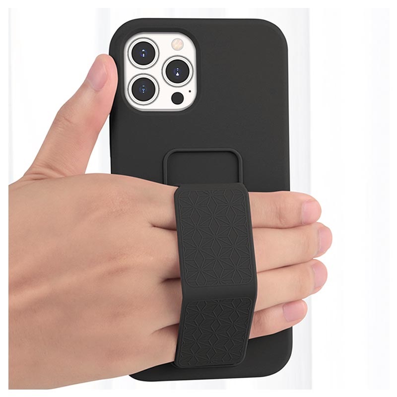 Custodia in Silicone con Cinturino da Polso Saii per iPhone 13 Pro Max -  Nera