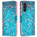 Custodia a Portafoglio Wonder Series per Samsung Galaxy A05s - Fiori Bianchi