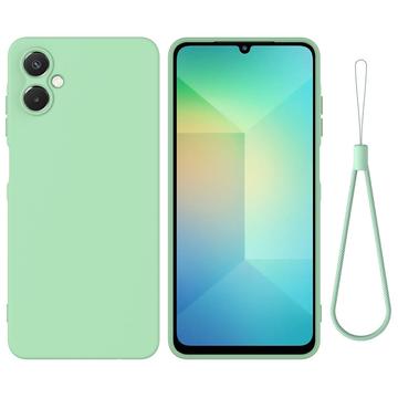 Custodia in silicone liquido con cinghia a mano per Samsung Galaxy A06 5G - Verde