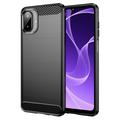 Custodia in TPU spazzolato per Samsung Galaxy A07 4G - Fibra di Carbonio - Nera
