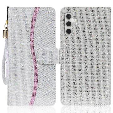 Samsung Galaxy A16 Custodia a portafoglio con glitter - Argento