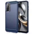 Custodia in TPU spazzolato per Samsung Galaxy A17/F17/M17 - Fibra di Carbonio - Blu