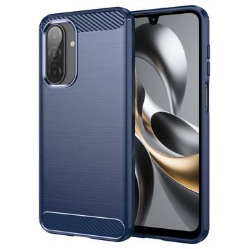 Custodia in TPU spazzolato per Samsung Galaxy A17 - Fibra di Carbonio - Blu