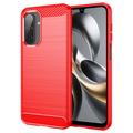 Custodia in TPU spazzolato per Samsung Galaxy A17/F17/M17 - Fibra di Carbonio - Rossa