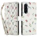 Custodia a portafoglio floreale rombica per Samsung Galaxy A17/A26 - Rose