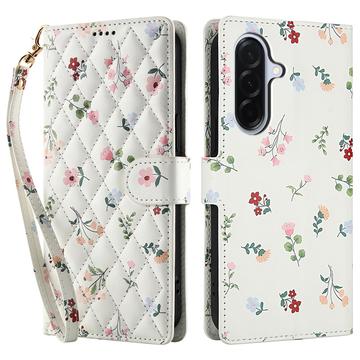 Custodia a portafoglio floreale rombica per Samsung Galaxy A17/A26 - Rose