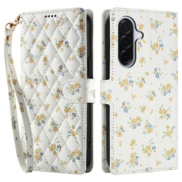Custodia a portafoglio floreale rombica per Samsung Galaxy A17/A26