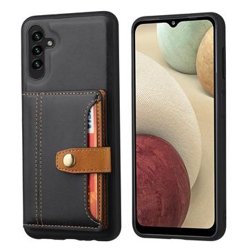 Custodia in Stile Retrò con Portafoglio per Samsung Galaxy A24 4G - Nera
