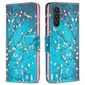 Custodia a Portafoglio Wonder Series per Samsung Galaxy A25 - Fiori Bianchi