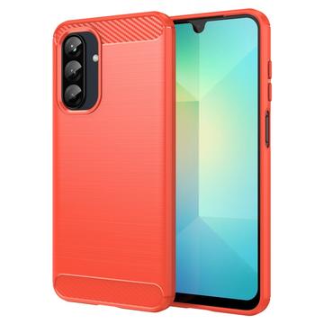 Custodia in TPU spazzolato per Samsung Galaxy A26 - Fibra di Carbonio - Rossa