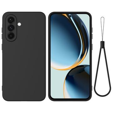Custodia in silicone liquido con cinghia a mano per Samsung Galaxy A26 - Nera