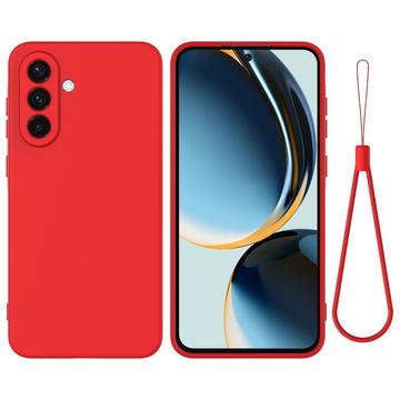 Custodia in silicone liquido con cinghia a mano per Samsung Galaxy A26 - Rossa