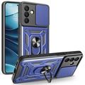 Custodia ibrida con anello rotante e protezione per fotocamera per Samsung Galaxy A26 - Blu
