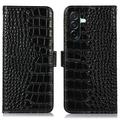 Custodia in Pelle a Portafoglio Serie Crocodile con RFID per Samsung Galaxy A27