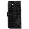 Custodia in Pelle a Portafoglio Serie Crocodile con RFID per Samsung Galaxy A27
