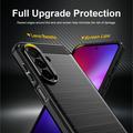 Custodia in TPU spazzolato per Samsung Galaxy A27 - Fibra di Carbonio - Nera