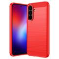 Custodia in TPU spazzolato per Samsung Galaxy A27 - Fibra di Carbonio - Rossa