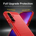 Custodia in TPU spazzolato per Samsung Galaxy A27 - Fibra di Carbonio - Rossa