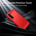Custodia in TPU spazzolato per Samsung Galaxy A27 - Fibra di Carbonio - Rossa