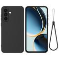 Custodia in silicone liquido con cinghia a mano per Samsung Galaxy A27 - Nera