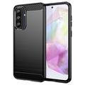 Custodia in TPU spazzolato per Samsung Galaxy A36/A56 - Fibra di Carbonio - Nera