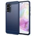 Custodia in TPU Spazzolato per Samsung Galaxy A36/A56 - Fibra di Carbonio - Blu
