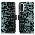 Custodia in Pelle a Portafoglio Serie Crocodile con RFID per Samsung Galaxy A36 - Verde