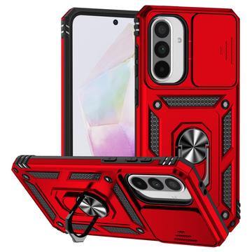 Custodia ibrida con anello rotante e protezione per fotocamera per Samsung Galaxy A36 - Rossa