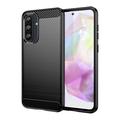 Custodia in TPU spazzolato per Samsung Galaxy A37 - Fibra di Carbonio - Nera