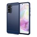 Custodia in TPU spazzolato per Samsung Galaxy A37 - Fibra di Carbonio - Blu