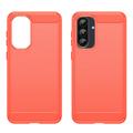 Custodia in TPU spazzolato per Samsung Galaxy A37 - Fibra di Carbonio - Rossa