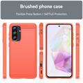 Custodia in TPU spazzolato per Samsung Galaxy A37 - Fibra di Carbonio - Rossa