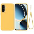 Custodia in silicone liquido con cinghia a mano per Samsung Galaxy A37 - Gialla