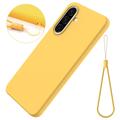 Custodia in silicone liquido con cinghia a mano per Samsung Galaxy A37 - Gialla
