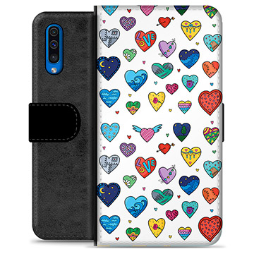 Custodia a Portafoglio Premium per Samsung Galaxy A50 - Cuori