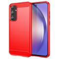 Custodia in TPU spazzolato per Samsung Galaxy A55 - Fibra di Carbonio - Rossa