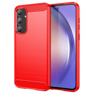 Custodia in TPU spazzolato per Samsung Galaxy A55 - Fibra di Carbonio - Rossa